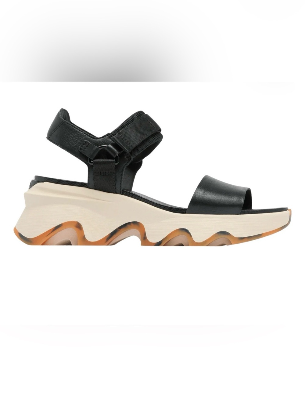 Sorrel kinetic Y Strap Black Platform Wave-sole Sandal